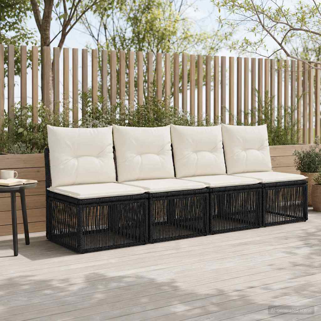 vidaXL 4-sitssoffa 4 pcs 4-Antal sittplatser Svart konstrotting