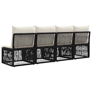 4-místná pohovka 4 pcs 4-Počet míst Černá polyratan - obrázek 6