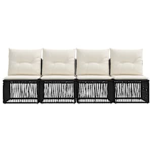 4-místná pohovka 4 pcs 4-Počet míst Černá polyratan - obrázek 4