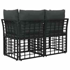 Venkovní loveseat 2 pcs Černá a tmavě šedá polyratan - obrázek 6
