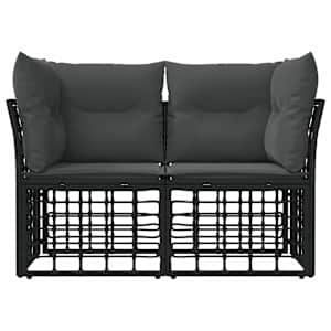 Venkovní loveseat 2 pcs Černá a tmavě šedá polyratan - obrázek 4
