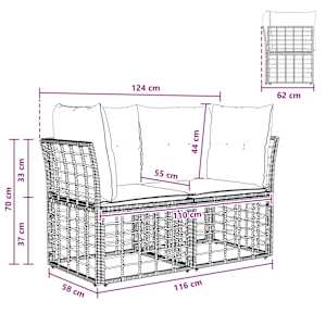 Venkovní loveseat 2 pcs Černá a tmavě šedá polyratan - obrázek 9
