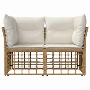Venkovní loveseat 2 pcs Přirozená a krémově bílá polyratan - obrázek 4