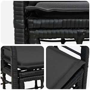 Venkovní loveseat 2 pcs Černá a tmavě šedá polyratan - obrázek 7