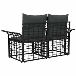 Venkovní loveseat 2 pcs Černá a tmavě šedá polyratan - obrázek 6