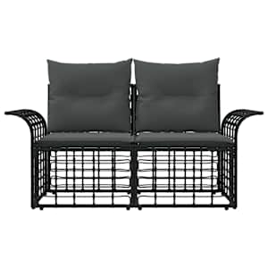 Venkovní loveseat 2 pcs Černá a tmavě šedá polyratan - obrázek 4