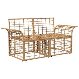 Venkovní loveseat 2 pcs Přirozená a krémově bílá polyratan - obrázek 3