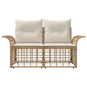 Venkovní loveseat 2 pcs Přirozená a krémově bílá polyratan - obrázek 4