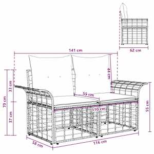 Venkovní loveseat 2 pcs Přirozená a krémově bílá polyratan - obrázek 9