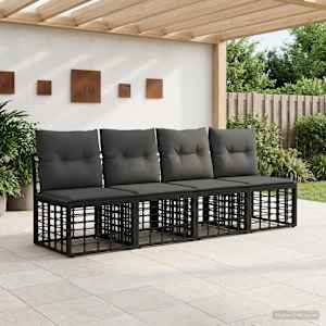 4-sedežni vrtni sofa brez naslonov 4 pcs 4-Število sedežev Črna