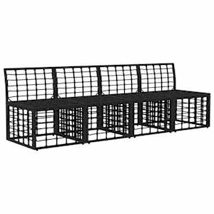 4místná zahradní pohovka bez opěrek 4 pcs 4-Počet míst Černá - obrázek 3