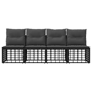 4místná zahradní pohovka bez opěrek 4 pcs 4-Počet míst Černá - obrázek 4
