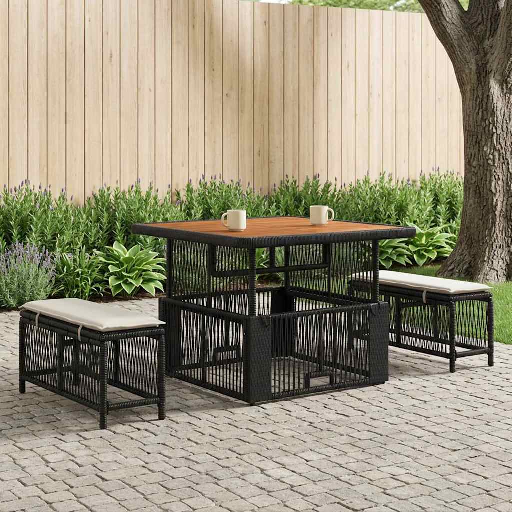 vidaXL Set de masă pentru grădină cu pernă 3 pcs Bej și crem poliratan