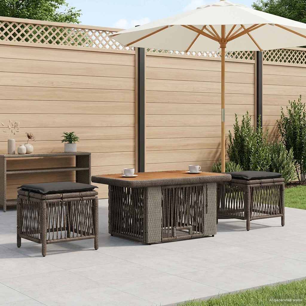 vidaXL Have Spisebordssæt 3 stk. Grå og Mørkegrå polyrattan