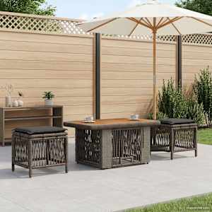 Komplet za jedilnico v vrtu 3 pcs Siva in temno siva poli ratan