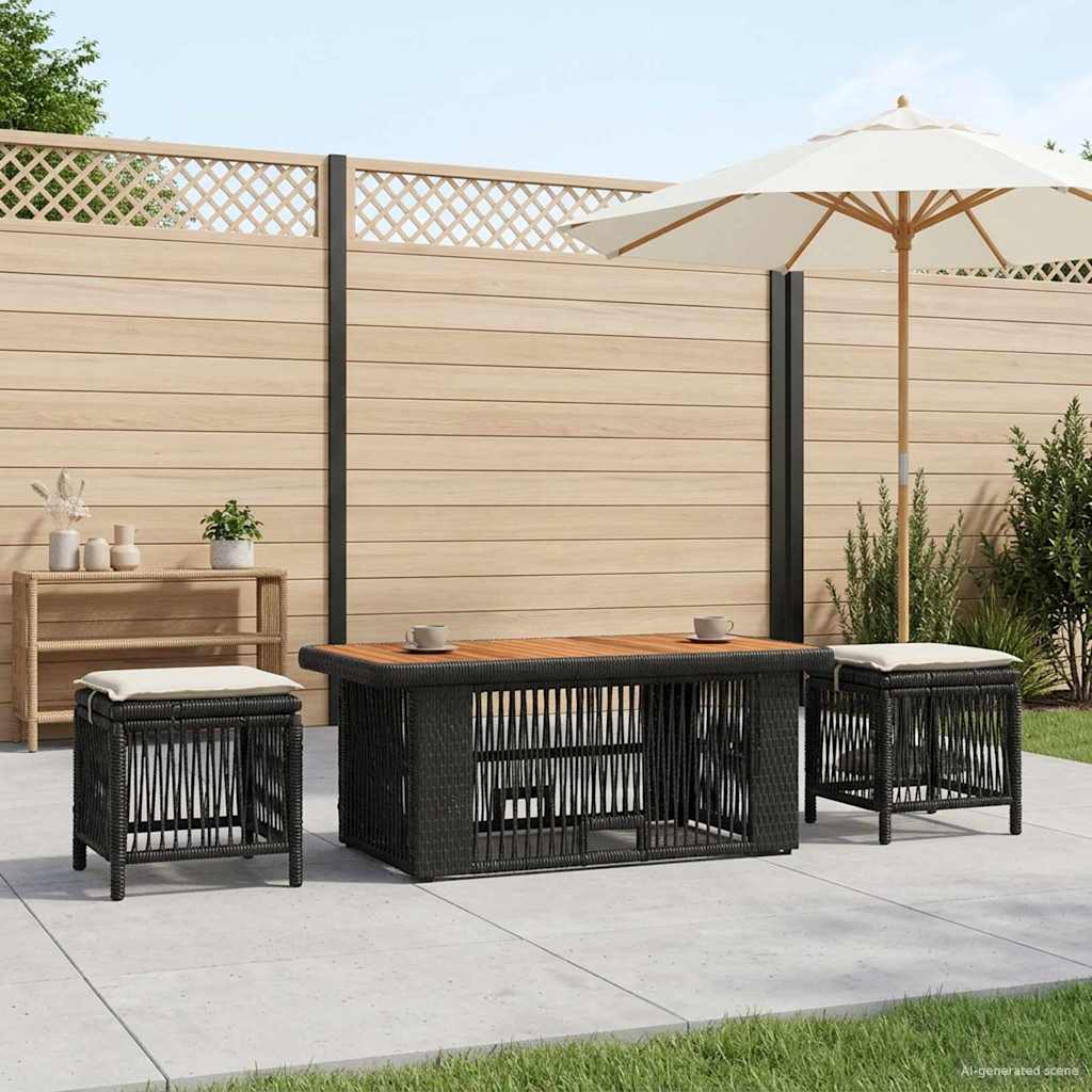 vidaXL Set de masă pentru grădină 4 pcs Negru și Crem poliratan