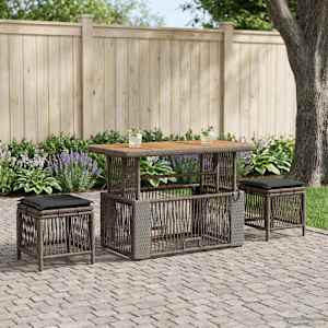 Komplet za jedilnico v vrtu 4 pcs Siva in temno siva poli ratan