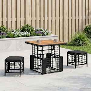 Komplet za jedilnico v vrtu z blazino 3 pcs Črna in siva