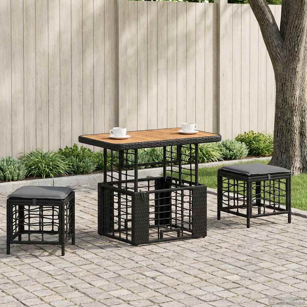 vidaXL Set de masă pentru grădină cu pernă 3 pcs Negru și Gri