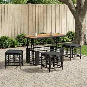 Komplet za jedilnico v vrtu z blazino 4 pcs Črna in siva