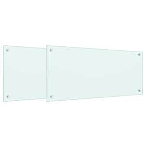 vidaXL K&ouml;&ouml;giseina paneel 2 tk Valge 90 x 40 cm karastatud klaas