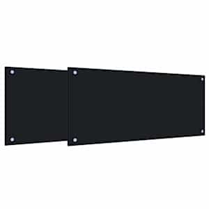 vidaXL K&ouml;&ouml;giseina paneel 2 tk Must 90 x 40 cm karastatud klaas