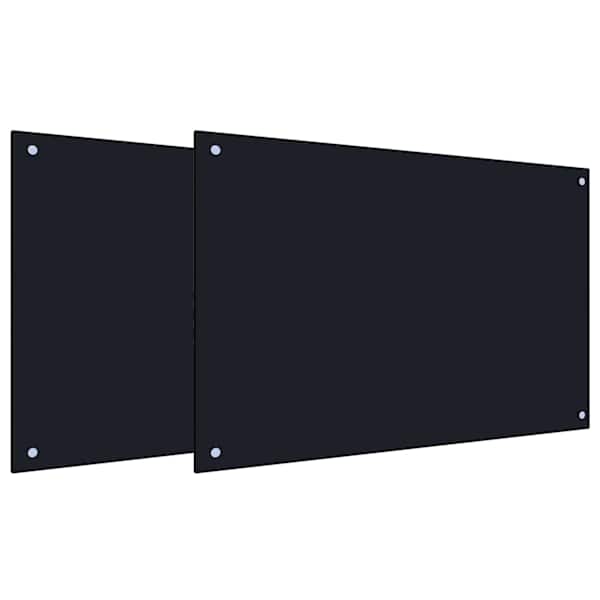vidaXL K&ouml;&ouml;giseina paneel 2 tk Must 90 x 60 cm karastatud klaas