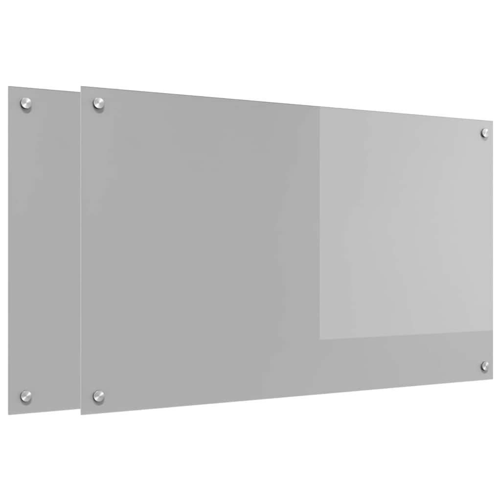 vidaXL Konyhai hátfal 2 pcs Világosszürke 100 x 60 cm edzett üveg-image-3415457