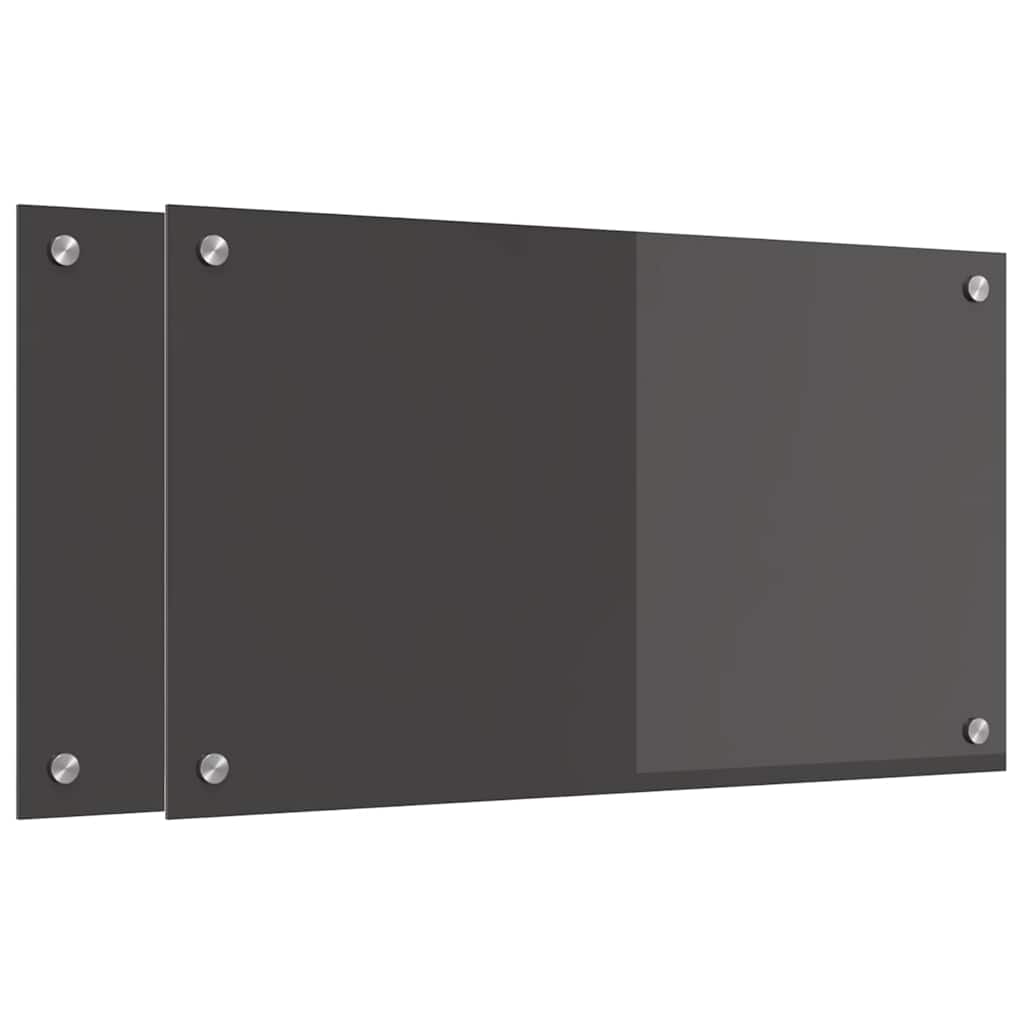 Thumbnail - vidaXL Küchenrückwand 2 pcs Dunkelgrau 70 x 40 cm Gehärtetes Glas