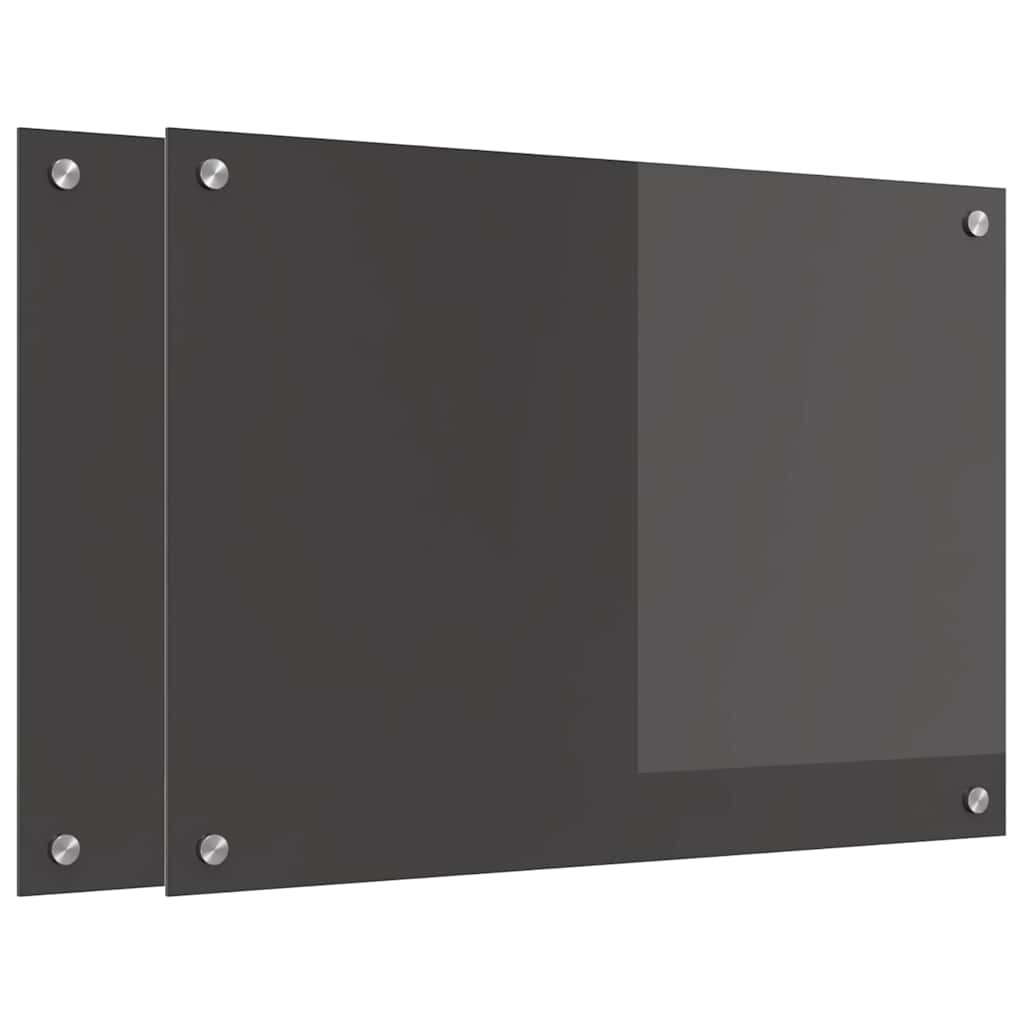 Thumbnail - vidaXL Küchenrückwand 2 pcs Dunkelgrau 70 x 50 cm Gehärtetes Glas