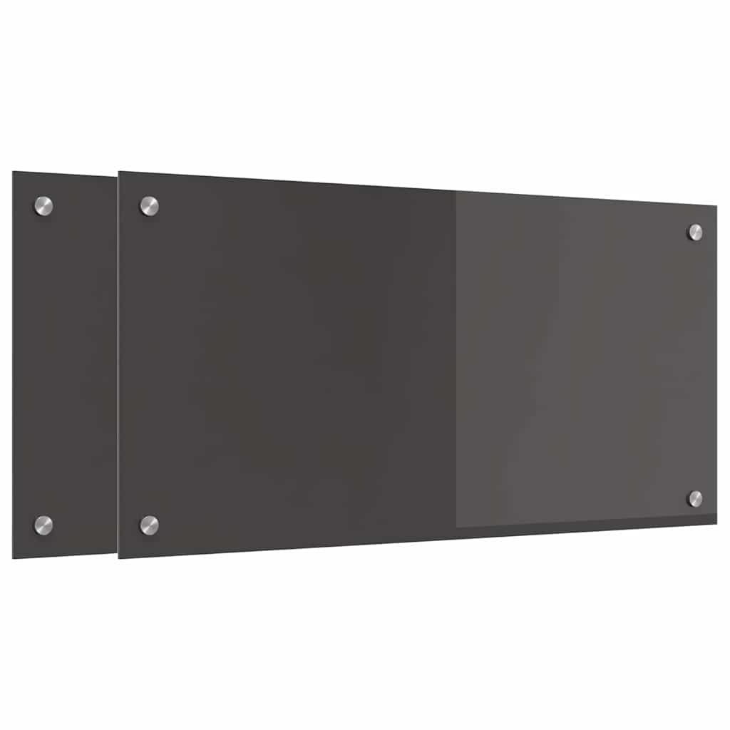 Thumbnail - vidaXL Küchenrückwand 2 pcs Dunkelgrau 80 x 40 cm Gehärtetes Glas