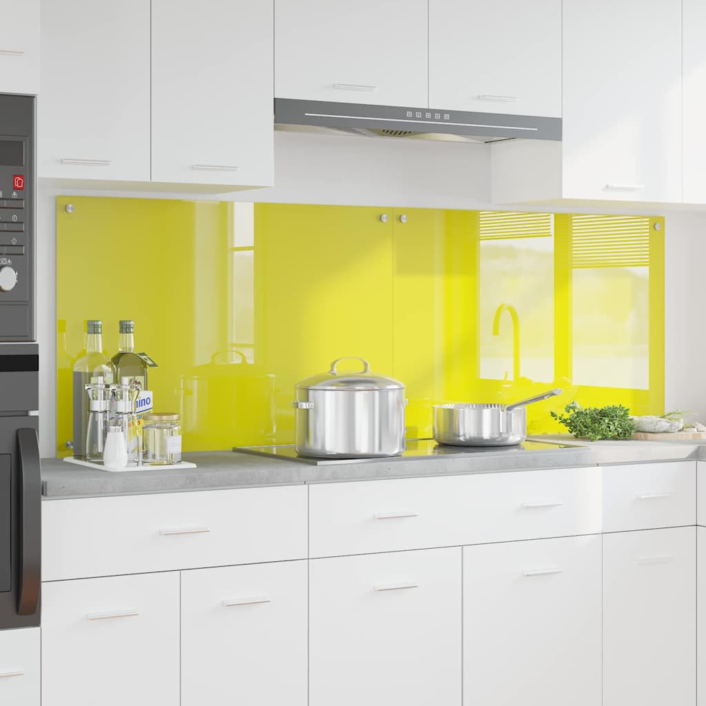 vidaXL Spate de bucătărie 2 pcs Galben 90 x 60 cm sticlă securizată