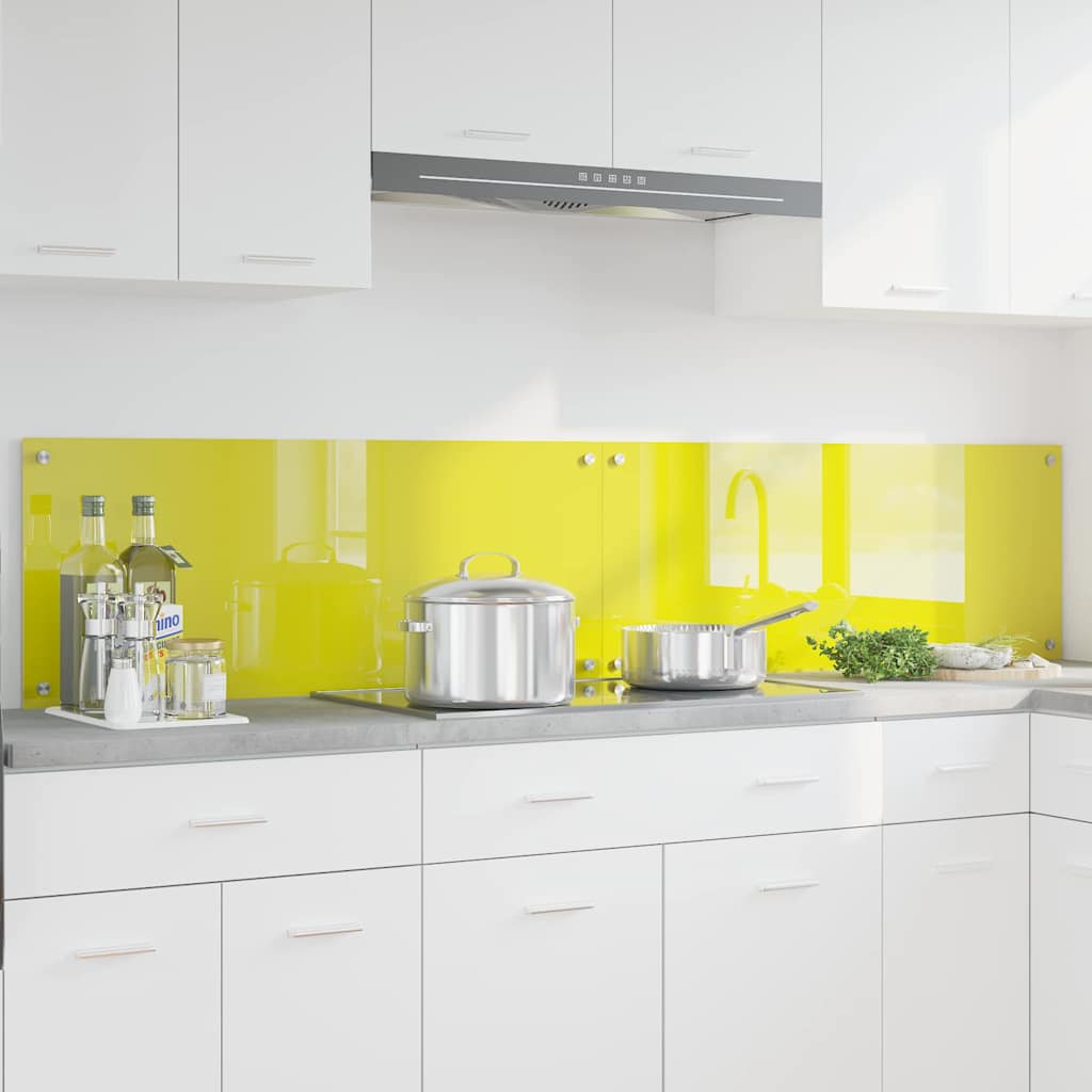 vidaXL Spate de bucătărie 2 pcs Galben 100 x 40 cm sticlă securizată