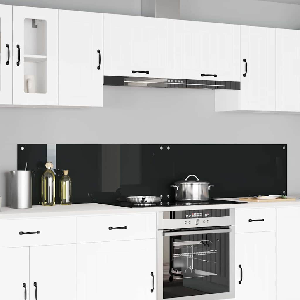 vidaXL Küchenrückwand 2 pcs Schwarz 110 x 40 cm Gehärtetes Glas