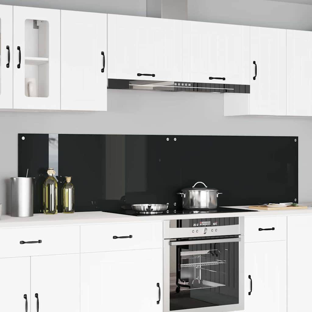 vidaXL Spate de bucătărie 2 pcs Negru 110 x 50 cm sticlă securizată