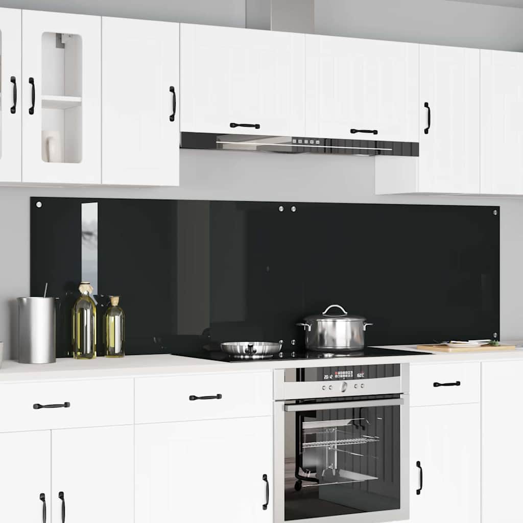 vidaXL Spate de bucătărie 2 pcs Negru 110 x 60 cm sticlă securizată