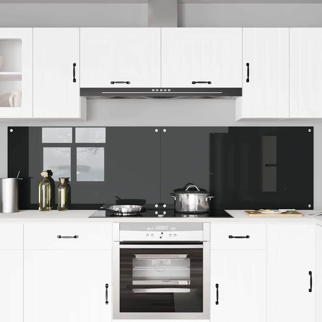 Thumbnail - vidaXL Küchenrückwand 2 pcs Schwarz 110 x 60 cm Gehärtetes Glas