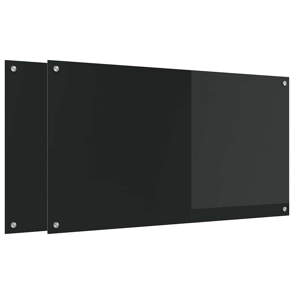 Thumbnail - vidaXL Küchenrückwand 2 pcs Schwarz 110 x 60 cm Gehärtetes Glas
