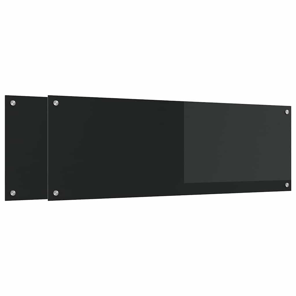 vidaXL Panou de bucătărie 2 pcs Negru 120 x 40 cm sticlă securizată