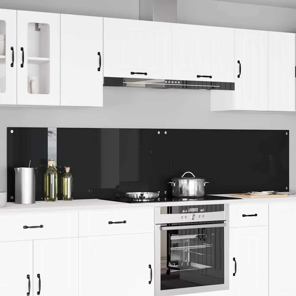 vidaXL Spate de bucătărie 2 pcs Negru 120 x 50 cm sticlă securizată