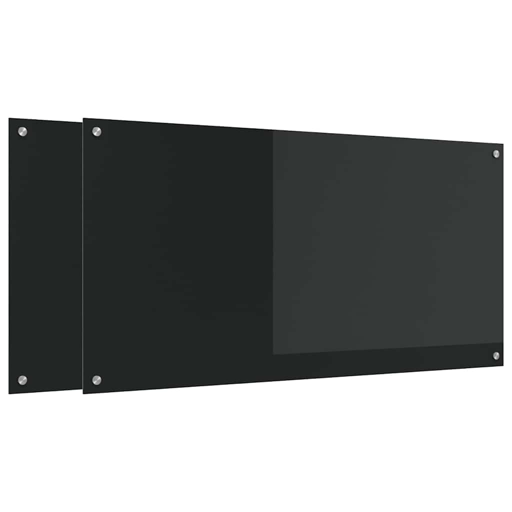 vidaXL Panou de bucătărie 2 pcs Negru 120 x 60 cm sticlă securizată