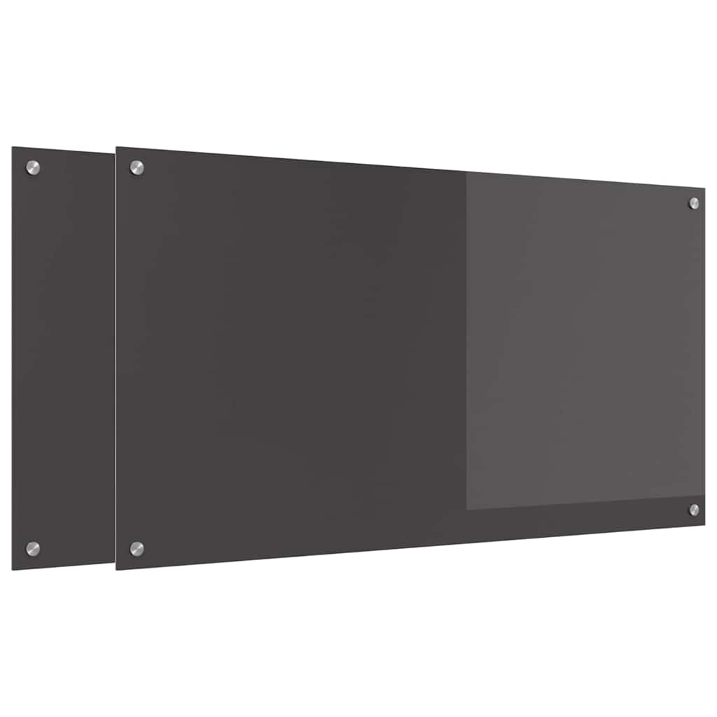 Thumbnail - vidaXL Küchenrückwand 2 pcs Dunkelgrau 110 x 60 cm Gehärtetes Glas