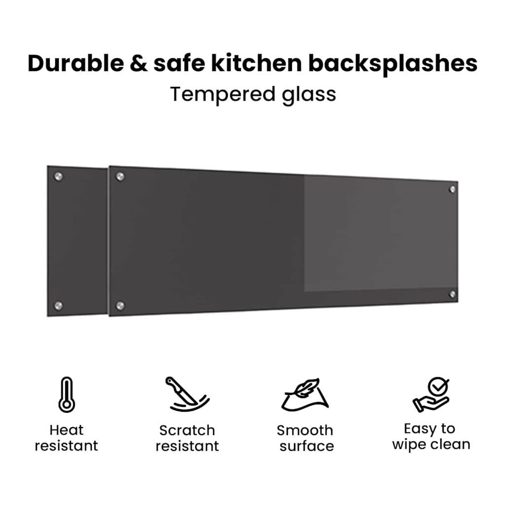 Keukenachterwand 2 pcs Donkergrijs 120 x 40 cm gehard glas image 7