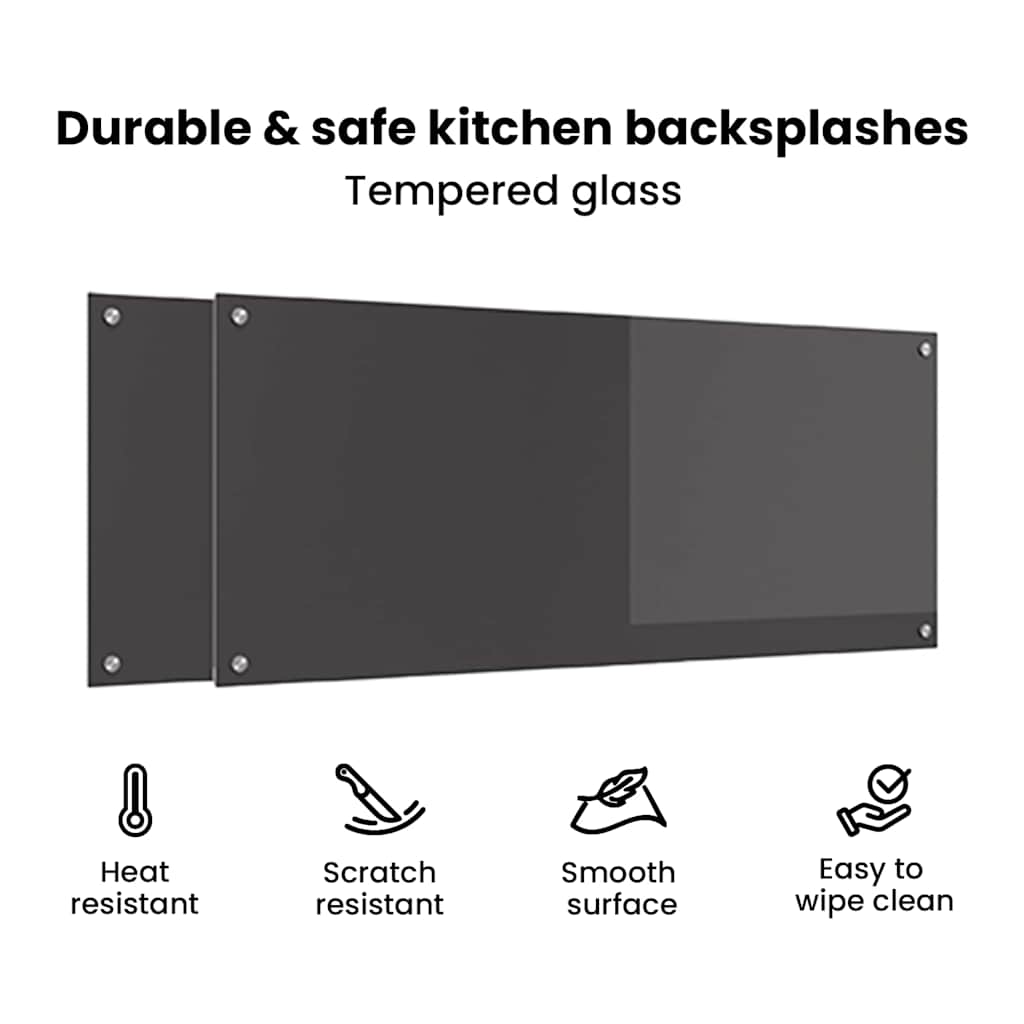 Keukenachterwand 2 pcs Donkergrijs 120 x 50 cm gehard glas image 7