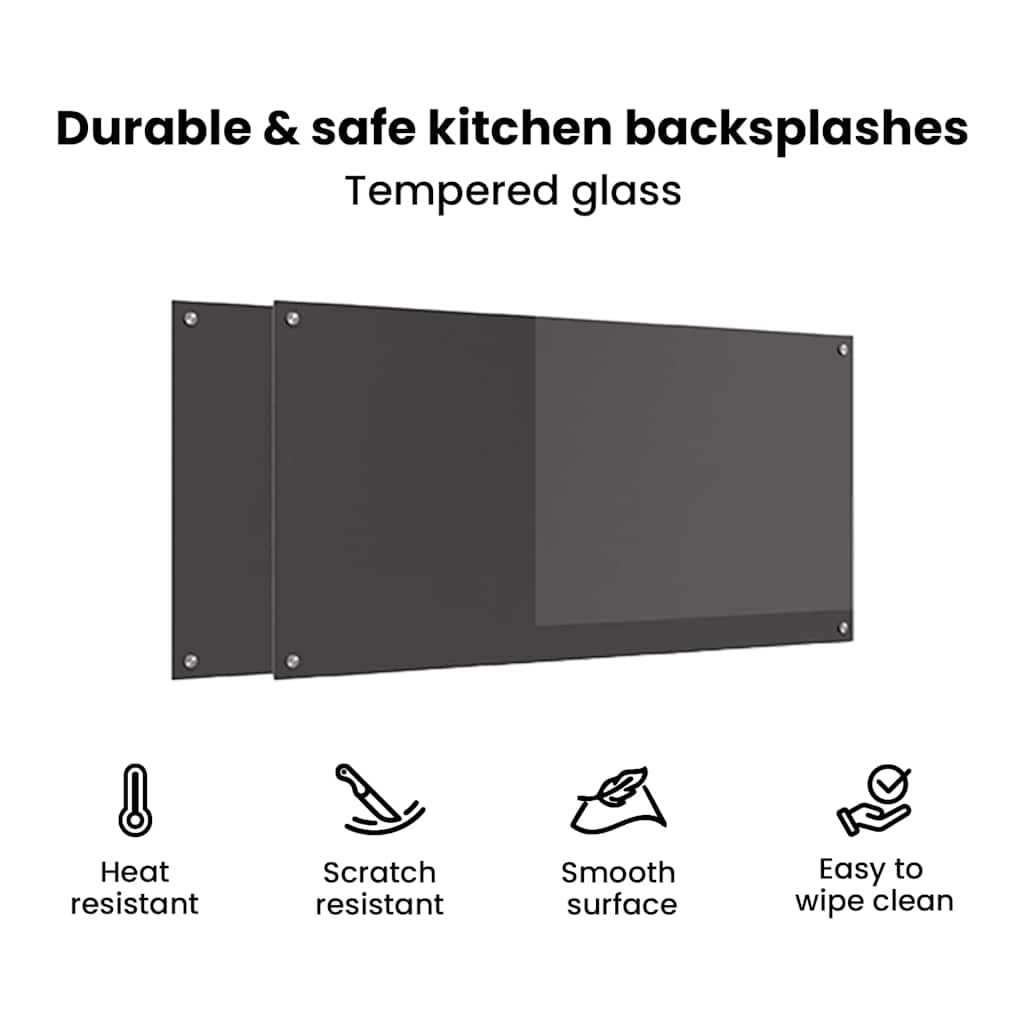 Keukenachterwand 2 pcs Donkergrijs 120 x 60 cm gehard glas image 7