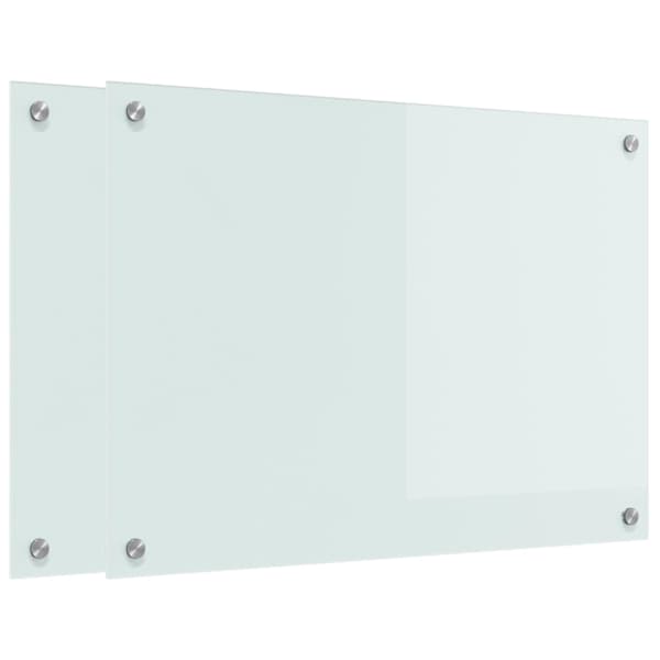 vidaXL K&ouml;&ouml;giseina paneel 2 tk Valge 70 x 50 cm karastatud klaas