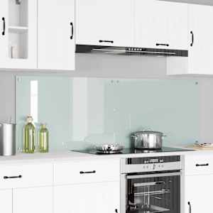 Zaščita za kuhinjo 2 pcs Bela 90 x 60 cm kaljeno steklo