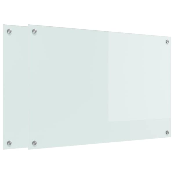 vidaXL K&ouml;&ouml;giseina paneel 2 tk Valge 90 x 60 cm karastatud klaas