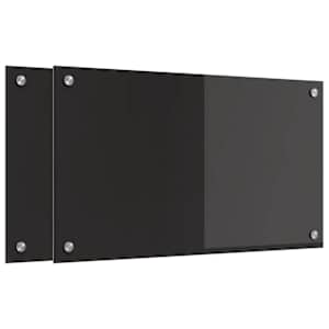 vidaXL K&ouml;&ouml;giseina paneel 2 tk Must 70 x 40 cm karastatud klaas