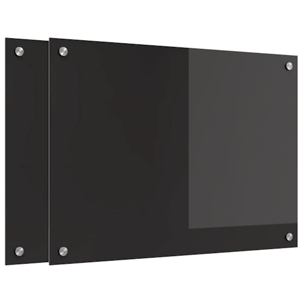 vidaXL K&ouml;&ouml;giseina paneel 2 tk Must 70 x 50 cm karastatud klaas